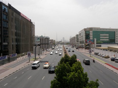 Burj Dubai from highway overpass - what was I thinkng!