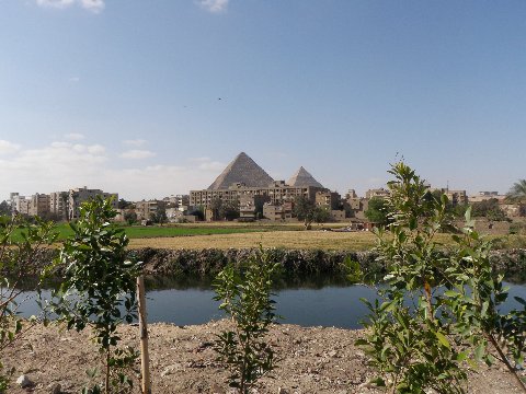 Giza Pyramids from road