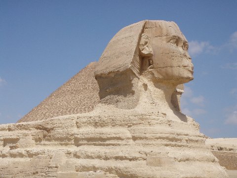 Sphinx in front of Cheops Pyramid